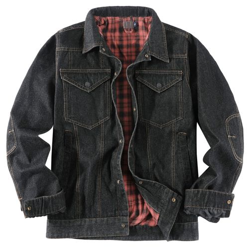 Manteau Décontracté Western Plaid Flanelle Pour Homme Euroamerican Wind Denim Jacket Noir Taille S