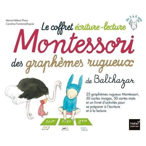 Le Coffret Écriture-Lecture Montessori Des Graphèmes Rugueux De Balthazar - Contient : 25 Graphèmes Rugueux, 50 Cartes Images, 50 Cartes Mots Et Un Livret D'activités