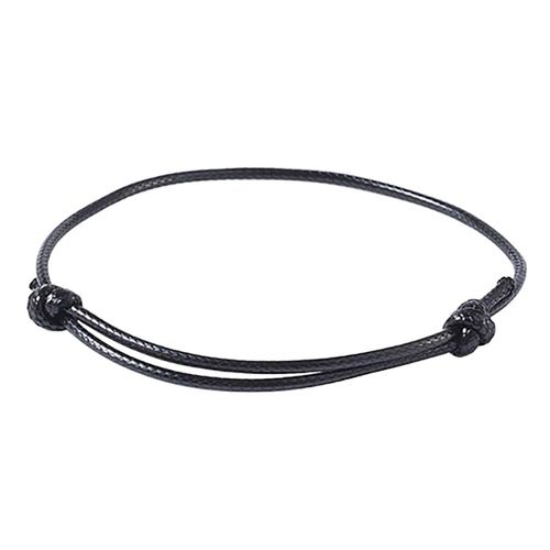 Zense - Bracelet Fin Noir Pour Homme En Corde Cirée Ajustable Zb0360