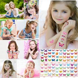Faux Tatouages Temporaires Mignons Et Faciles À Utiliser, 10 Feuilles/Paquet, Fleurs À La Mode, Papillon 