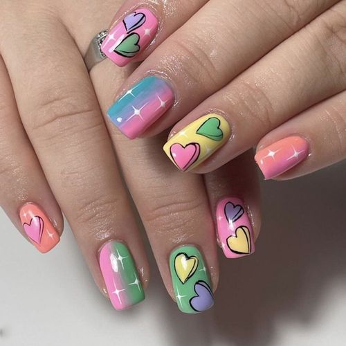 Faux-Ongles À Pression, Manucure Simple Et Longue, Tête Carrée, En Forme De C¿Ur 