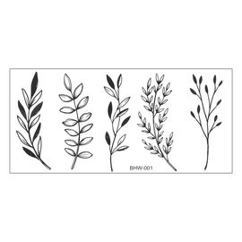 Faux Tatouage Autocollant Imperméable À Fleurs, Divers Tatouages Temporaires Noirs Et Blancs, Art Corporel 