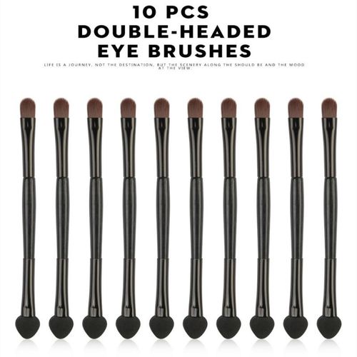 Pinceaux À Ombre À Paupières À Double Tête, Ensemble De 10 Pièces, Éponge, Pour Maquillage, Cosmétique 