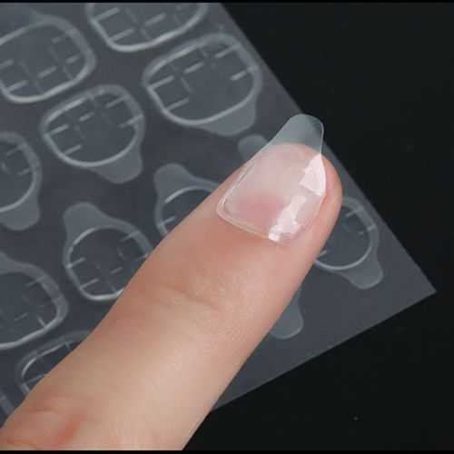 Autocollant Adhésif Double Face Pour Faux Ongles, Adhésif Transparent Et Flexible, 1 Feuille, Haute Qualité, 24 Pièces 