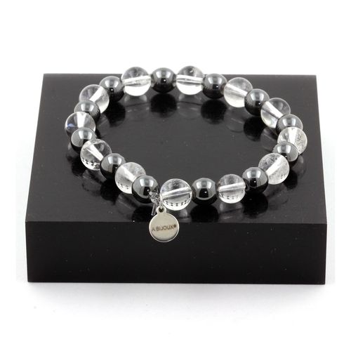 Bracelet Perles Quartz + Hématite 8 Mm. Fabriqué En France.