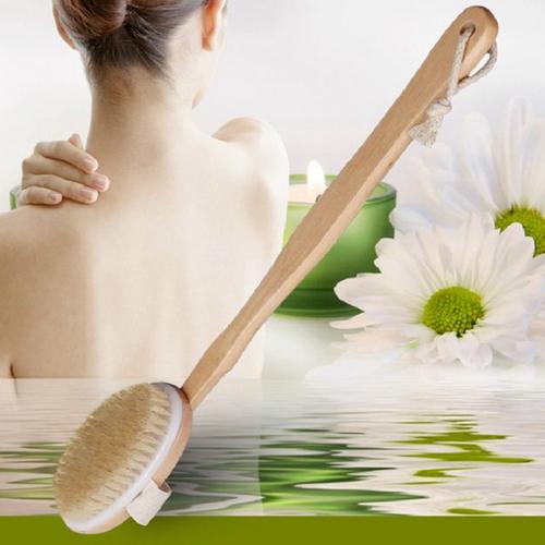 Brosse À Poils Longs Avec Manche En Bois Pour Peau Sèche, Épurateurs Extensibles Pour Le Corps, Spa Naturel, Brosse Douce, Bain, Massage Du Dos, Approvisionnement De Douche 