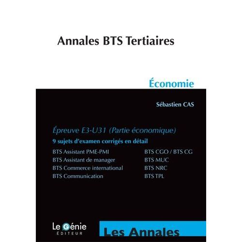 Economie Bts Tertiaires - Epreuve E3-U31 (Partie Économique)