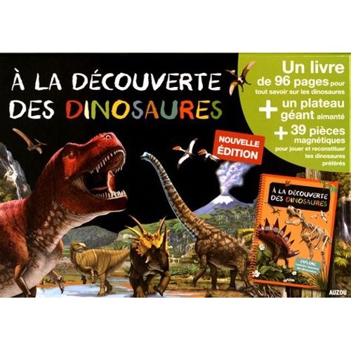 A La Découverte Des Dinosaures - Un Livre + Un Plateau Géant Aimanté + 39 Pièces Magnétiques