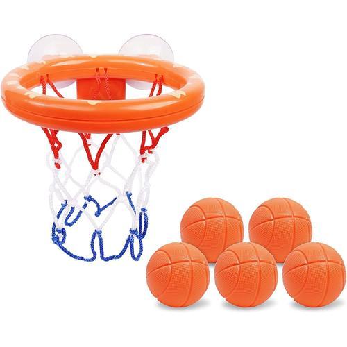 Panier Basket Enfant,Panier De Basket Pour Bébé Ensemble De Mini Panier De Basket Avec 5 Pièces Balles,Jouet De Bain,Mini Basket Avec Ventouse