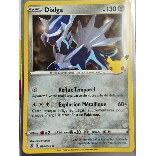 Carte Pokemon Dialga Pv130 Holo Rare - 020/025 - Collection Célébrations - Brillante Et En Parfait État