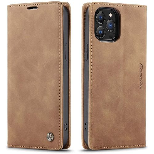 Coque Compatible Avec Iphone 13 Pro 6.1 Pouce,Anti-Choc Housse En Flip Case Portefeuille Etui,Marron