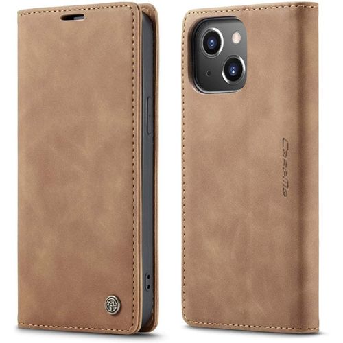 Coque Compatible Avec Iphone 14 (6.1 Pouce),Anti-Choc Housse En Flip Case Portefeuille Etui,Marron