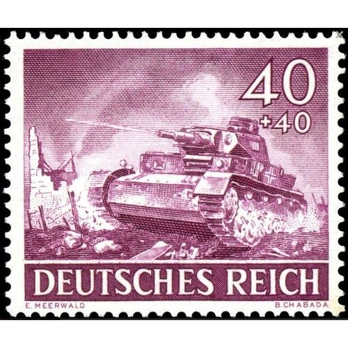Allemagne, 3ème Reich 1943, Très Beau Timbre Neuf** Luxe Yvert 758, Journées Des Héros, Char De Combat Type Panzer.