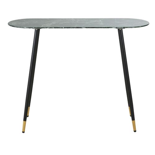 Console En Verre Trempé Effet Marbre Vert Et Métal Noir