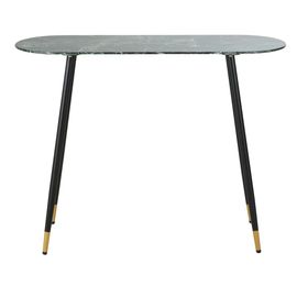Console En Verre Trempé Effet Marbre Vert Et Métal Noir