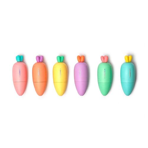 Set De 6 Mini Surligneurs Pastel Caratte Team - Multicolore