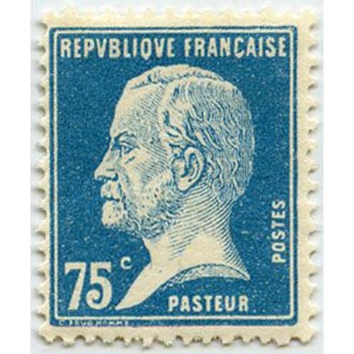 France 1924, Beau Timbre Neuf* Yvert 177, Type Pasteur 75c. Bleu.