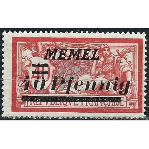 Lituanie, Enclave De Mamal 1922, Beau Timbre Neuf** Yvert 53, Type Merson 40c. Rouge Et Bleu Vert Surchargé "Memel 40 Pfennig".