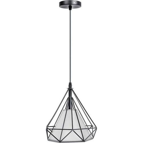 Suspension Cage Forme Diamant Moderne Plafonnier Luminaire Lustre Salon Restaurant Blanc Ens10692