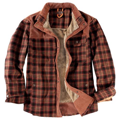 Chemise À Carreaux Hommes Manteau Plus Peluche Grande Taille Hiver Chaud Pur Coton Manteau Rouge Café Xxl