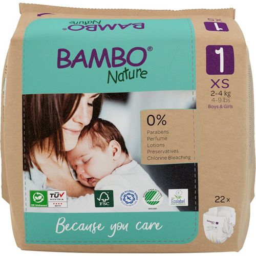 T1 Bambo Nature 22 Couches Taille 1, Couche Écologique Bébé 2 À 4 Kg