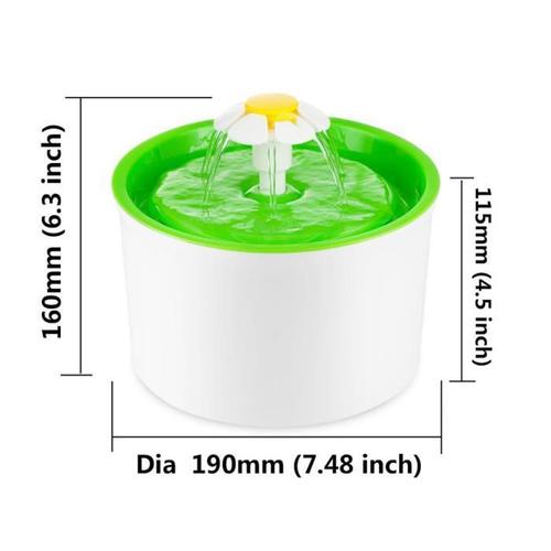 1.6l Fontaine À Eau Fontaine De Chat Boire À Fleur Électrique Animaux Vert Pet Water Fountain Drinking Bowl ,Vert Ens72542