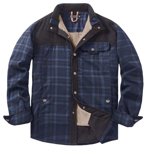 Chemise À Carreaux Hommes Manteau Plus Duvet Grande Taille Hiver Chaud Pur Coton Manteau Bleu Foncé Taille S