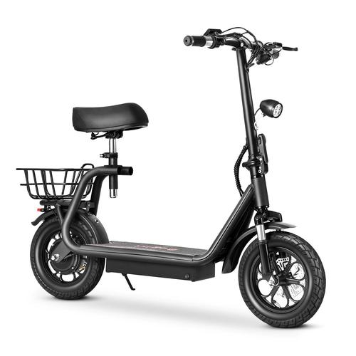 Trottinette Électrique Pliante Pneu Pneumatique 12 Pouces Moteur 500w Jusqu'à 40km/H Batterie 48v 11ah, Siège Absorbant Les Chocs Et Porte-Bagages M5 Uwimotor