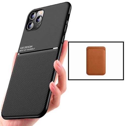 Kit Coque Magnétique Lux + Portefeuille Magnétique Marron Pour Iphone 11 Pro