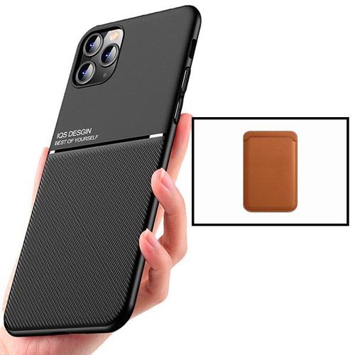 Kit Coque Magnétique Lux + Portefeuille Magnétique Marron Pour Iphone 11