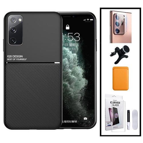 Kit Coque Magnétique Lux + Portefeuille Magnétique Orange + Verre Trempé Nano Incurvé Uv + Film Caméra Arrière + Support Magnétique Renforcé Pour Samsung Galaxy S20 Ultra 5g