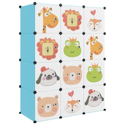 Vidaxl Armoire De Rangement Pour Enfants Avec 12 Cubes Bleu Pp