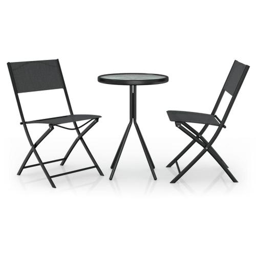 Vidaxl Ensemble De Bistro 3 Pcs Acier Noir