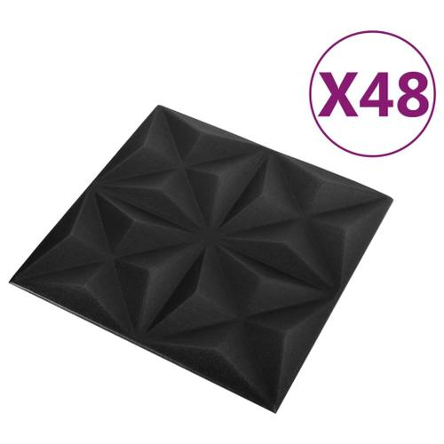Vidaxl Panneaux Muraux 3d 48 Pcs 50x50 Cm Noir Origami 12 M²