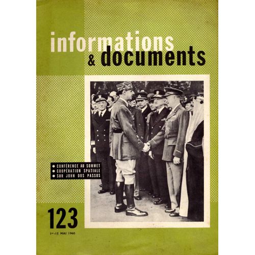 Revue Diplomatique Informations & Documents N° 123 - Mai 1960 - Conférence Spatiale - De Gaulle - John Dos Passos