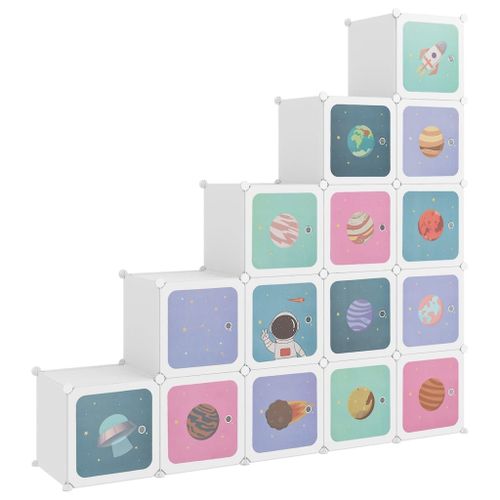 Vidaxl Armoire De Rangement Pour Enfants Avec 15 Cubes Blanc Pp