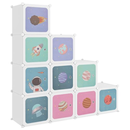 Vidaxl Armoire De Rangement Pour Enfants Avec 10 Cubes Blanc Pp
