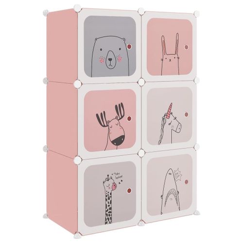 Vidaxl Armoire De Rangement Pour Enfants Avec 6 Cubes Rose Pp