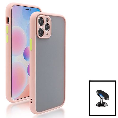 Kit Coque Antichoc Caméra Protection + Support Magnétique De Voiture Pour Iphone Xs - Rose