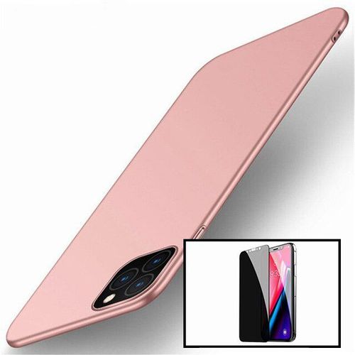Kit Film De Verre Anti-Espion + Coque Mince Et Rigide Pour Iphone 13 Pro Max - Rose