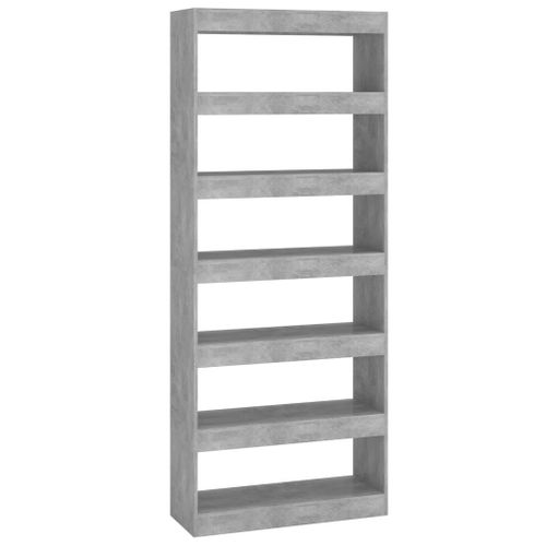 Vidaxl Bibliothèque De Séparation Gris Béton 80x30x198 Cm Aggloméré