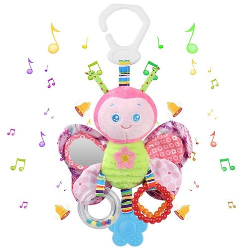 Bébé Jouet De Poussette Peluche, Berceau Hochet Jouets Animales, Jouets Doux De Bébé De Hochets, Dentition Jouet Pour 3 6 9 12 Garçons Et Filles (Butterfly)