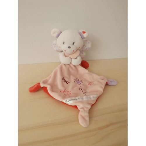 Doudou Ours Oursonne Ange Rose Pommette