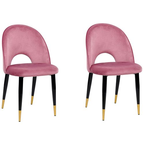 Chaise De Salle À Manger Set De 2 Velours Rose Magalia