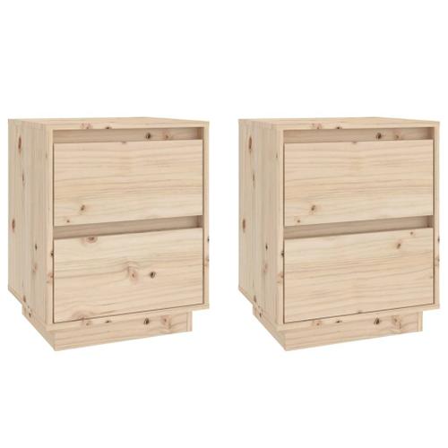 Vidaxl Tables De Chevet 2 Pcs Gris 40x35x50 Cm Bois De Pin Solide