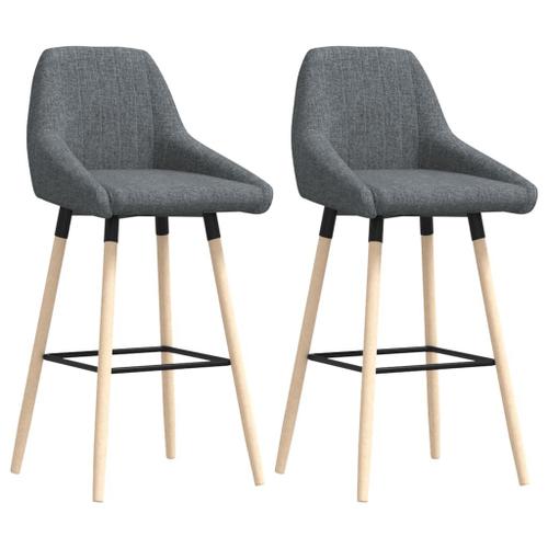 Vidaxl Tabourets De Bar 2 Pcs Gris Foncé Tissu