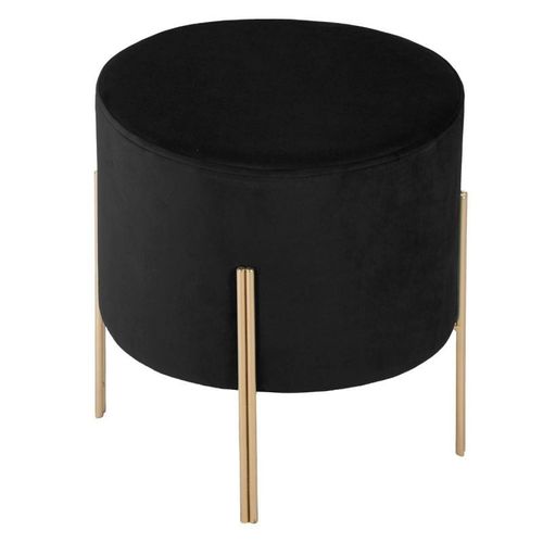Tabouret Design En Velours "Living" 40cm Noir & Or