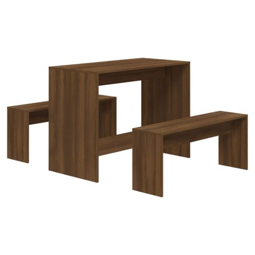 Vidaxl Ensemble De Salle À Manger 3 Pcs Chêne Marron Aggloméré