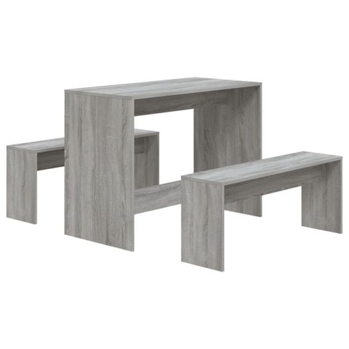 Vidaxl Ensemble De Salle À Manger 3 Pcs Sonoma Gris Aggloméré