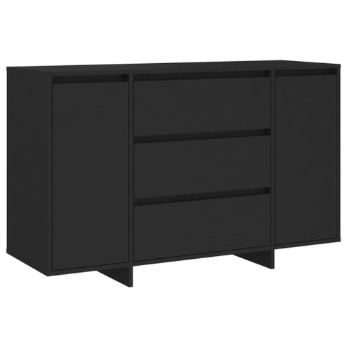 Vidaxl Buffet Avec 3 Tiroirs Noir 120x41x75 Cm Aggloméré